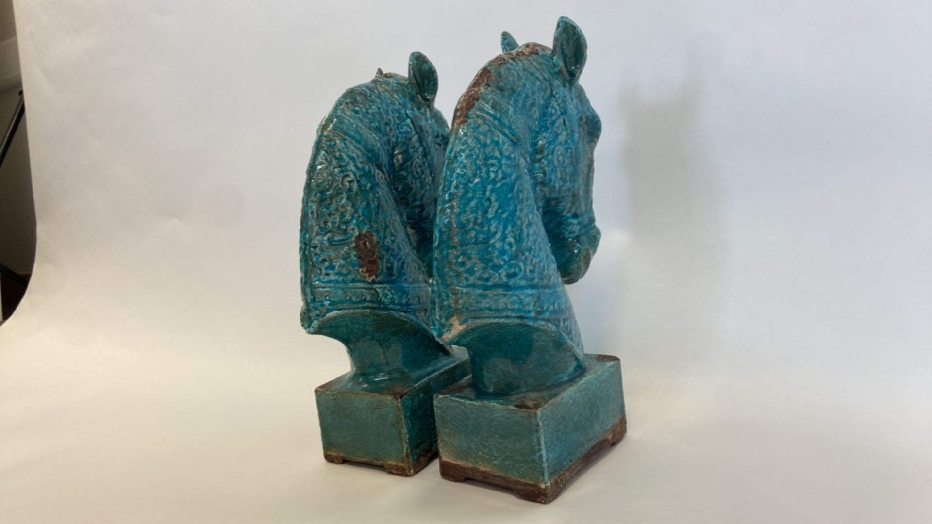 Antique, Handmade Ceramic Horse Statue - Image 6 of 8