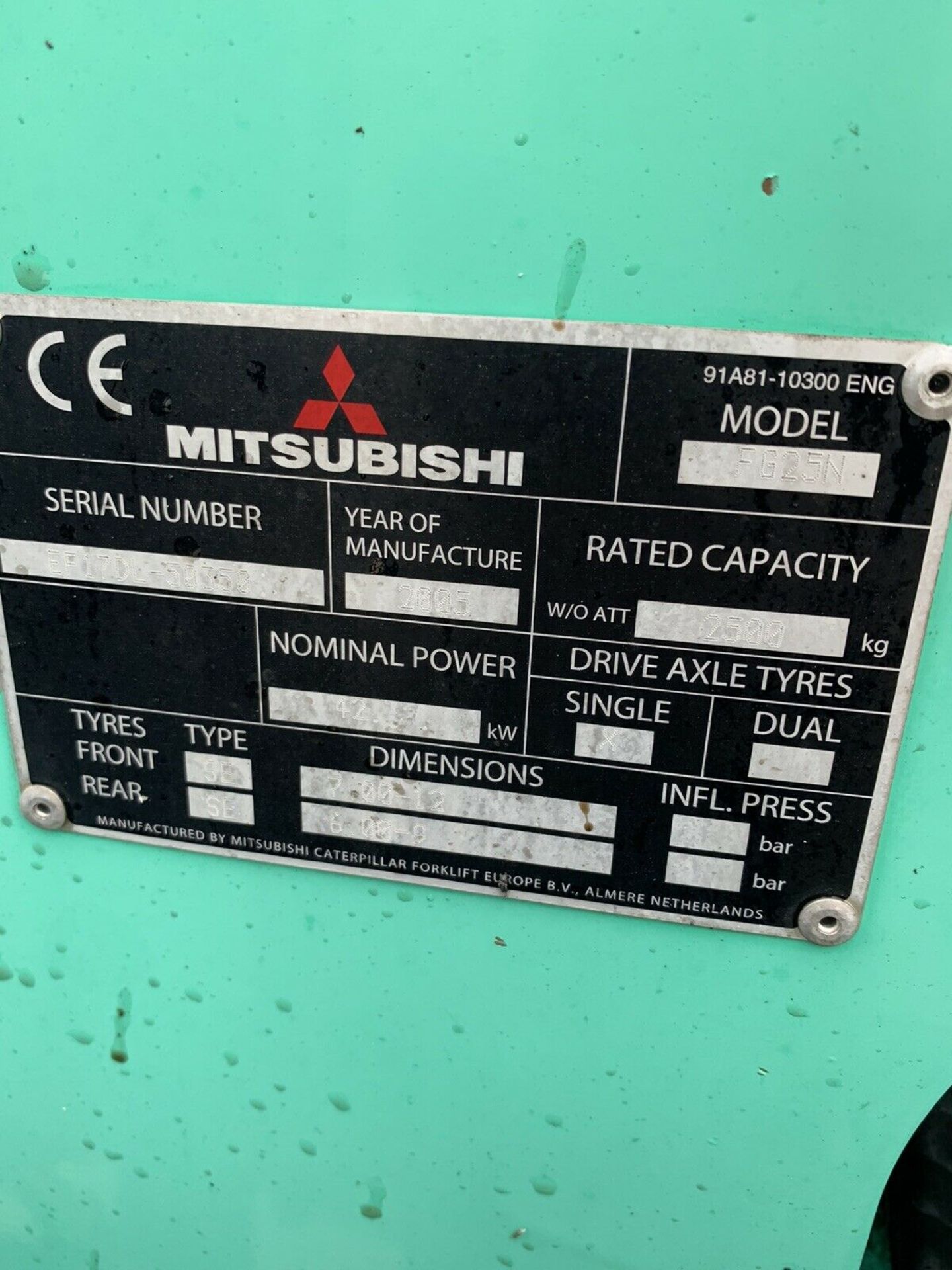 Mitsubishi 2.5 Tonne Gas Forklift Container Spec 3700 Hours - Image 5 of 6
