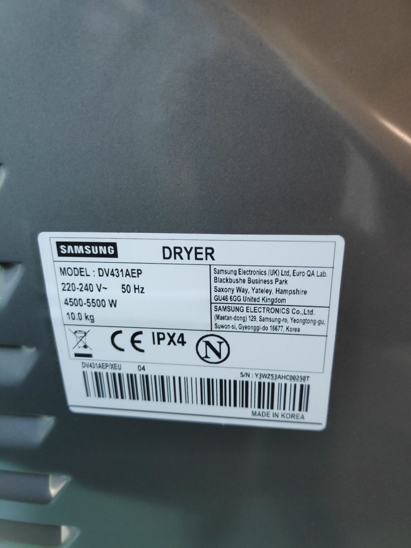 Samsung DV431 AEP 10Kg Tumble Dryer - Image 2 of 3