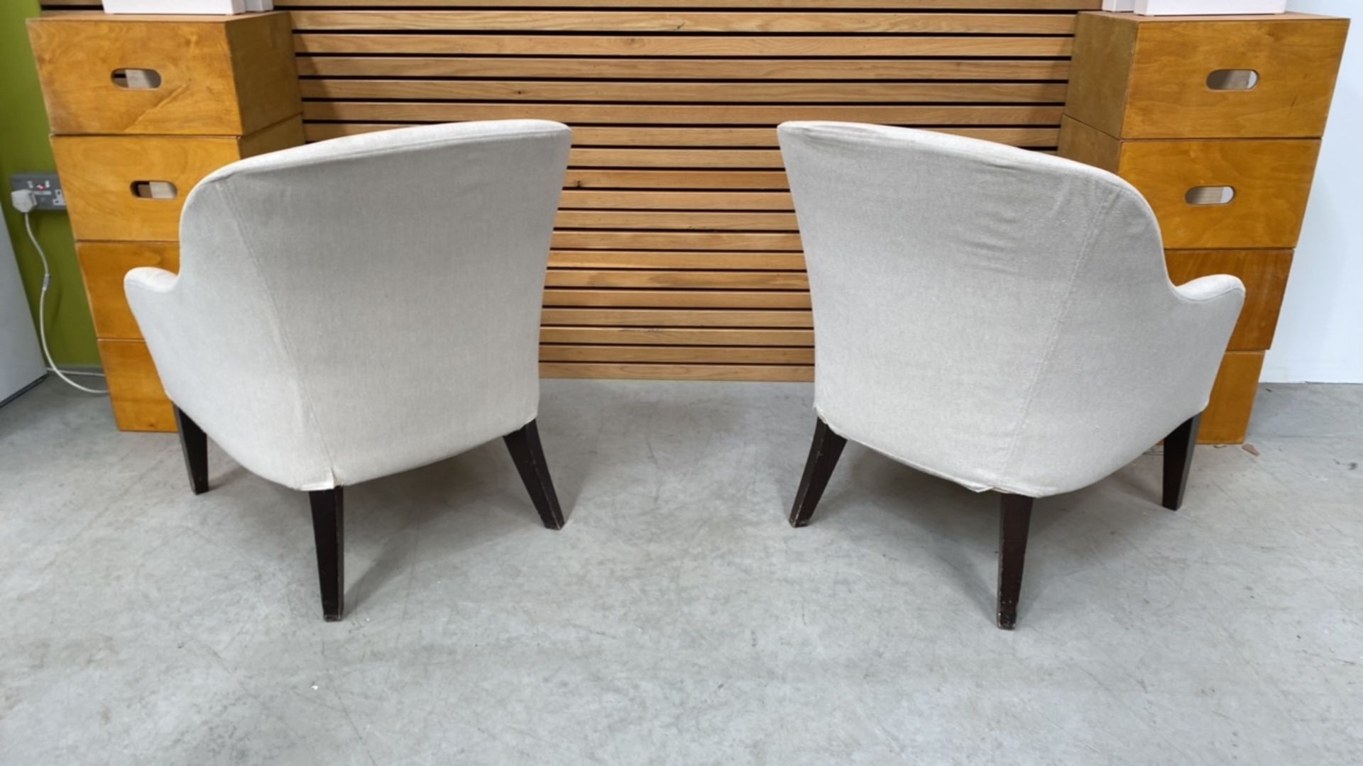 Set Of 2 Cream Upholstered Armchairs - Image 5 of 5