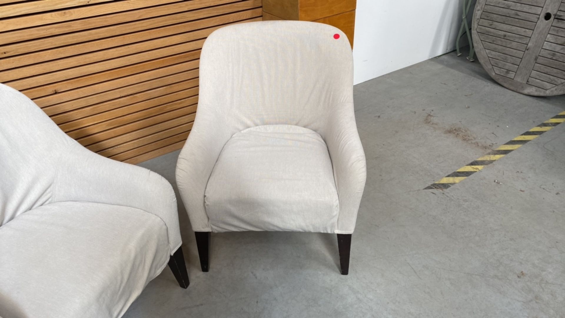 Set Of 2 Cream Upholstered Armchairs - Image 3 of 5