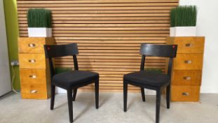 Set Of Two Black Wooden Upholstered Chairs