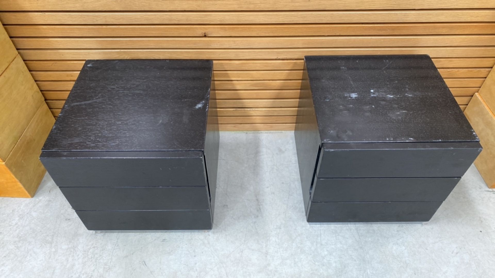 Black Wooden Side Table With 2 Draws X2 - Image 2 of 3