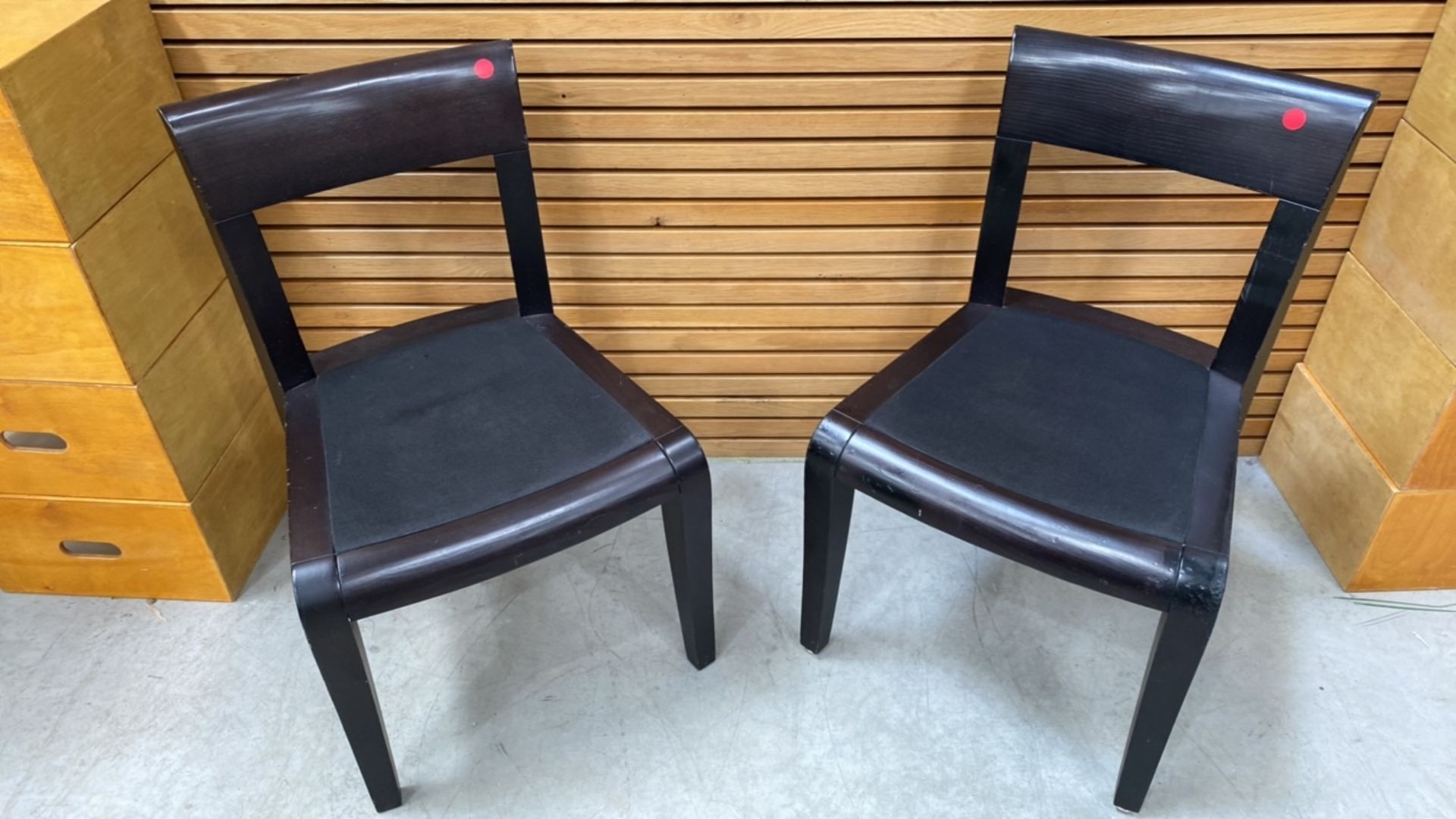 Set Of Two Black Wooden Framed And Upholstered Cha - Image 2 of 4