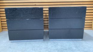 Black Wooden Side Table With 2 Draws X2