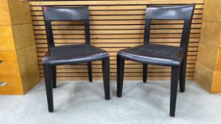 Set Of Two Black Wooden Framed And Upholstered Cha