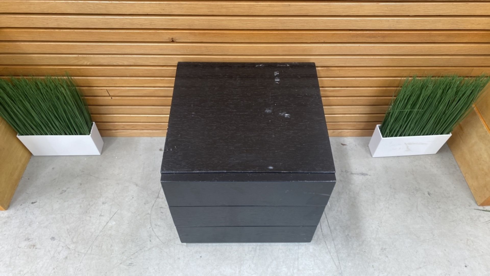 Black Wooden Side Table With 2 Draws X2 - Image 2 of 4