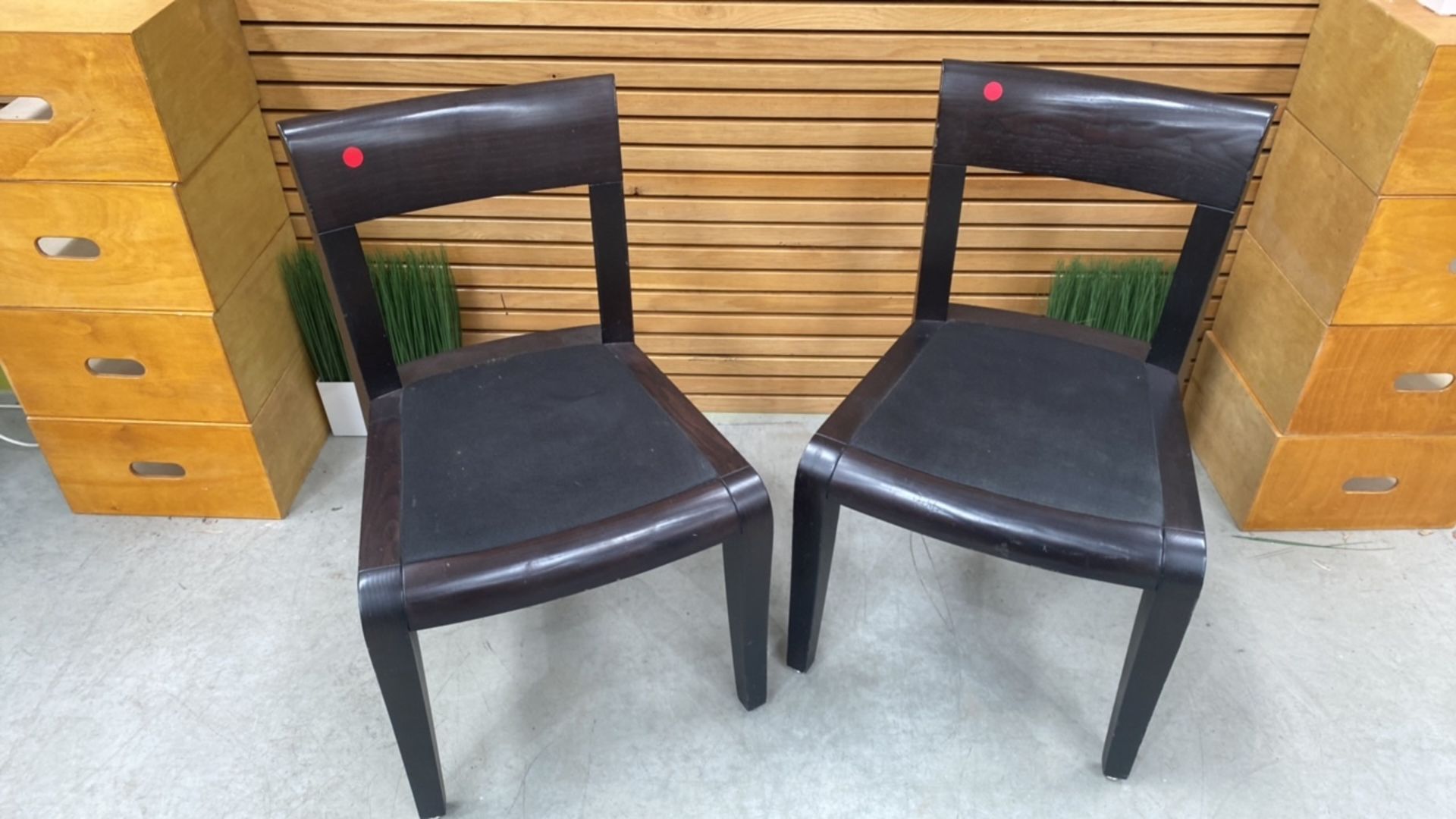 Set Of Two Black Wooden Framed And Upholstered Cha - Image 2 of 4