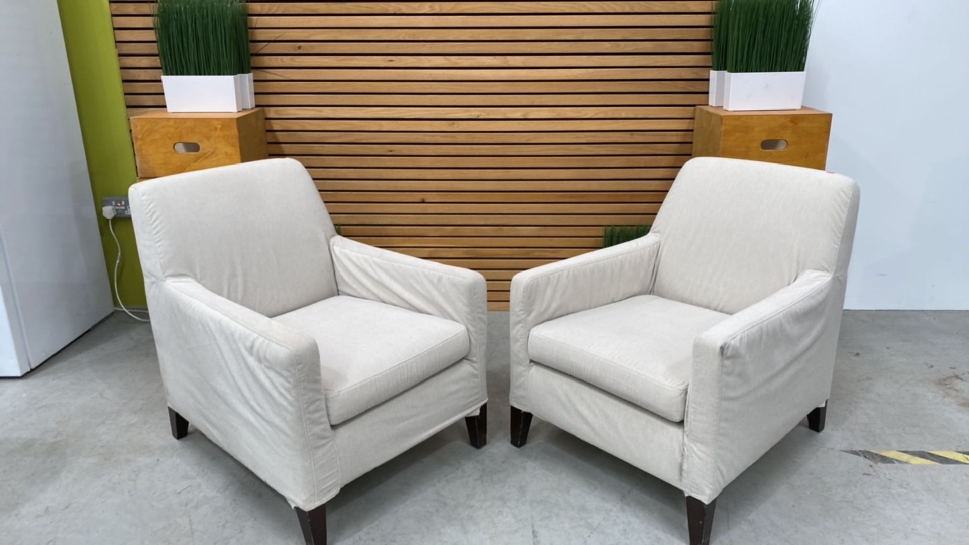 Set Of Two Cream Upholstered Armchairs - Image 2 of 4