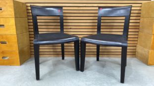 Set Of Two Black Wooden Framed And Upholstered Cha