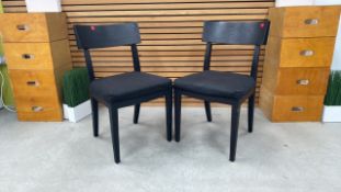 Set Of Two Black Wooden Upholstered Chairs