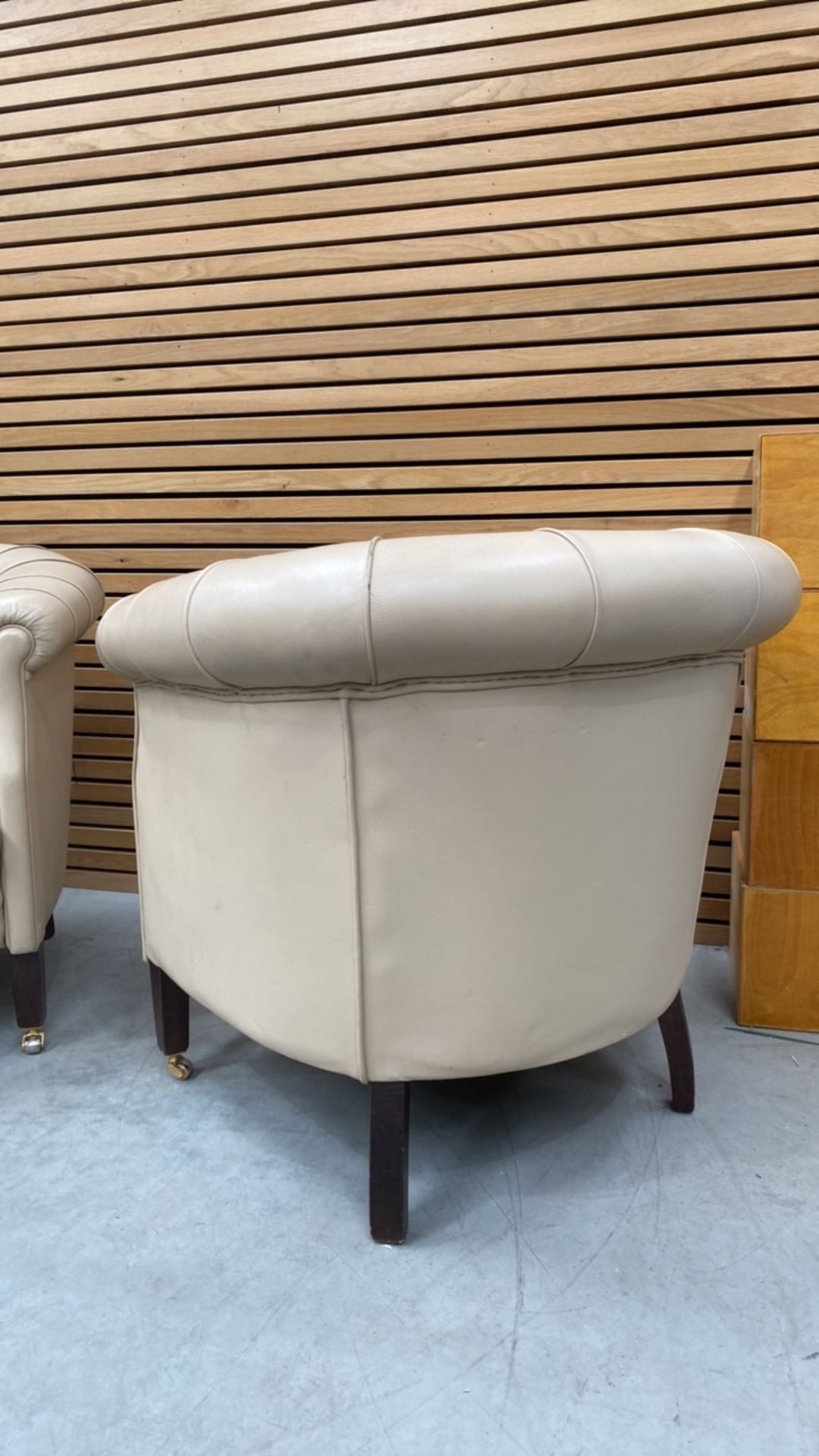 Faux-Poltrona Frau Buttoned Tub Accent Armchair X2 - Image 4 of 4