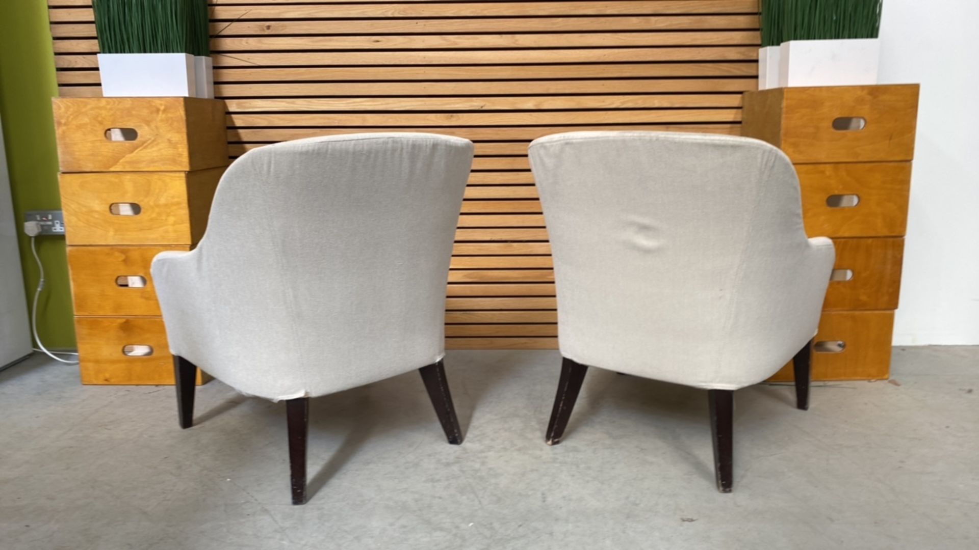 Set Of 2 Cream Upholstered Armchairs - Image 5 of 5