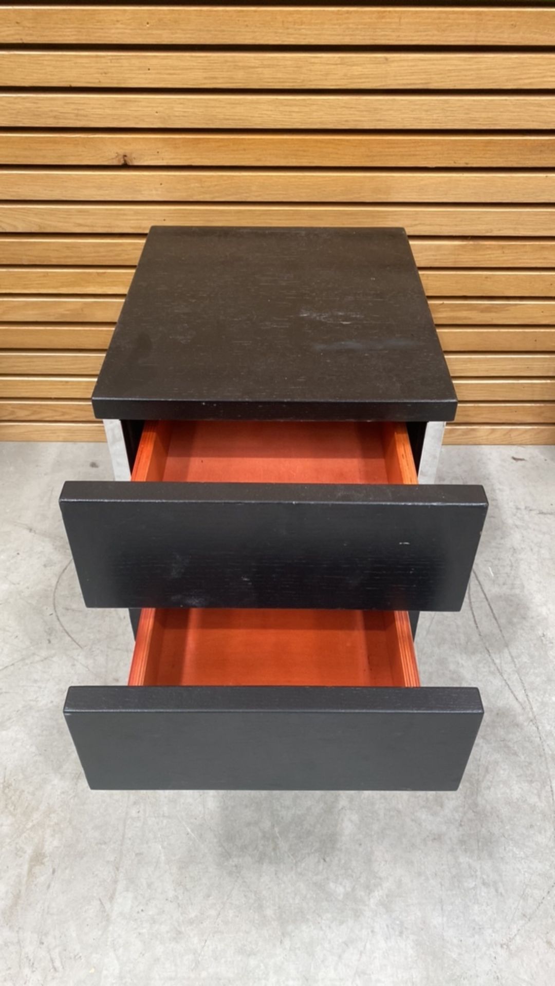 Black Wooden Side Table With 2 Draws X2 - Image 3 of 4