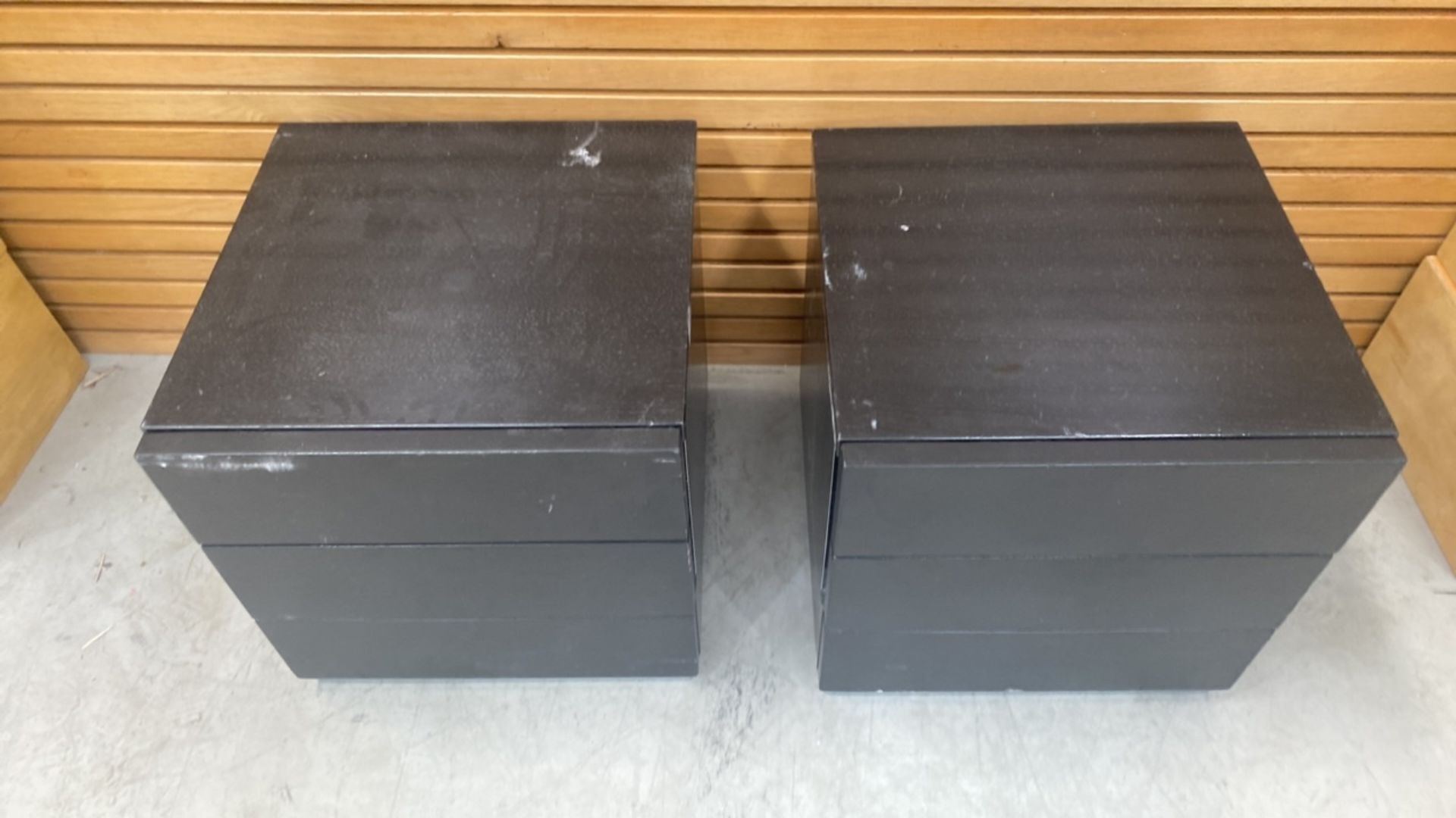 Black Wooden Side Table With 2 Draws X2 - Image 2 of 3