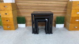 Set Of Three Nestable Black Wooden Side Tables