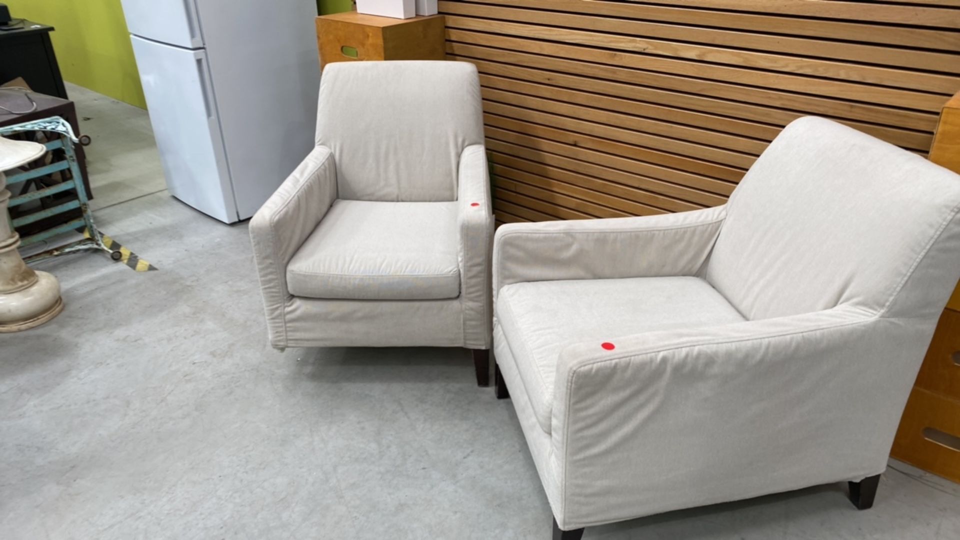 Set Of Two Cream Upholstered Armchairs - Image 3 of 5