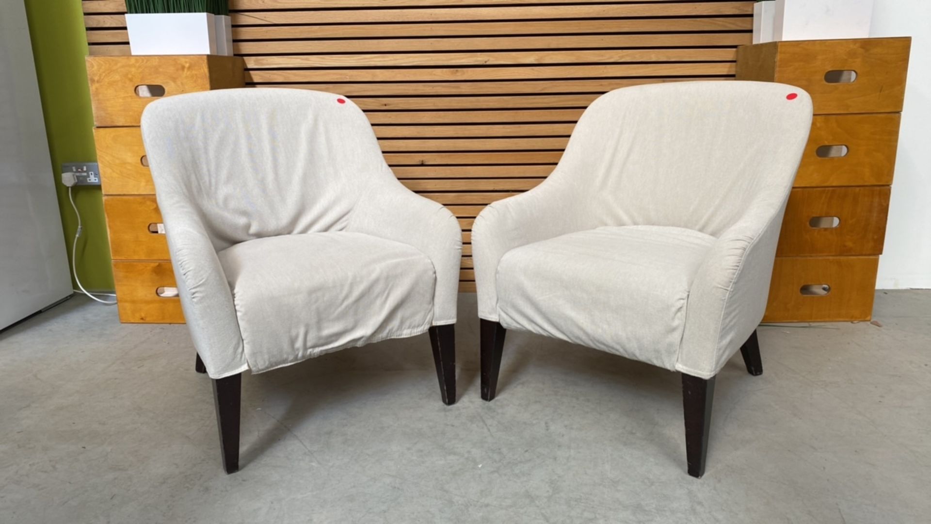 Set Of 2 Cream Upholstered Armchairs