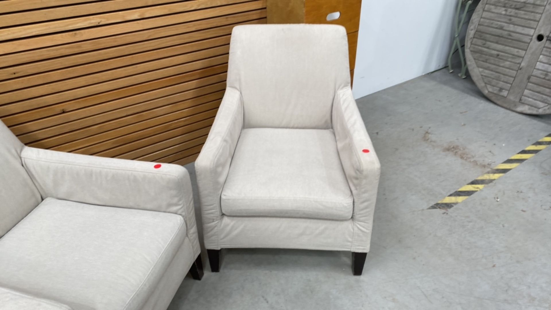 Set Of Two Cream Upholstered Armchairs - Image 4 of 5