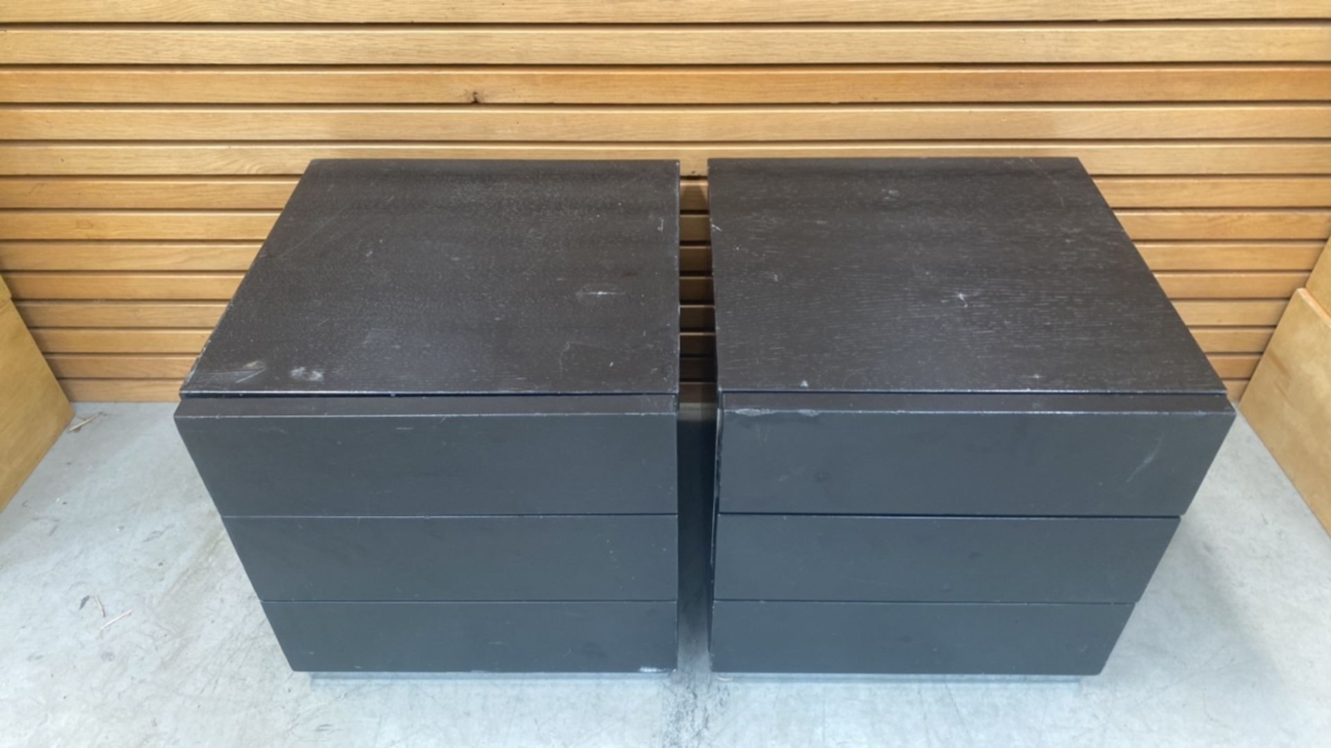 Black Wooden Side Table With 2 Draws X2 - Image 2 of 3