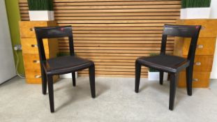 Set Of Two Black Wooden Framed And Upholstered Cha