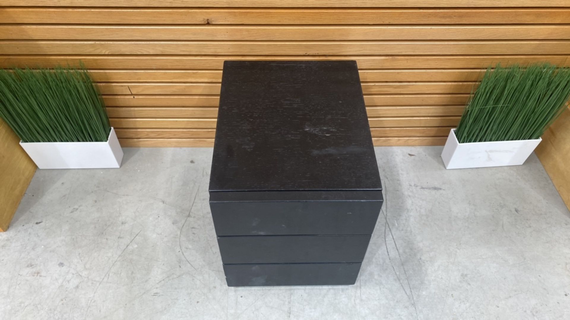 Black Wooden Side Table With 2 Draws X2 - Image 2 of 4