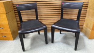 Set Of Two Black Wooden Framed And Upholstered Cha