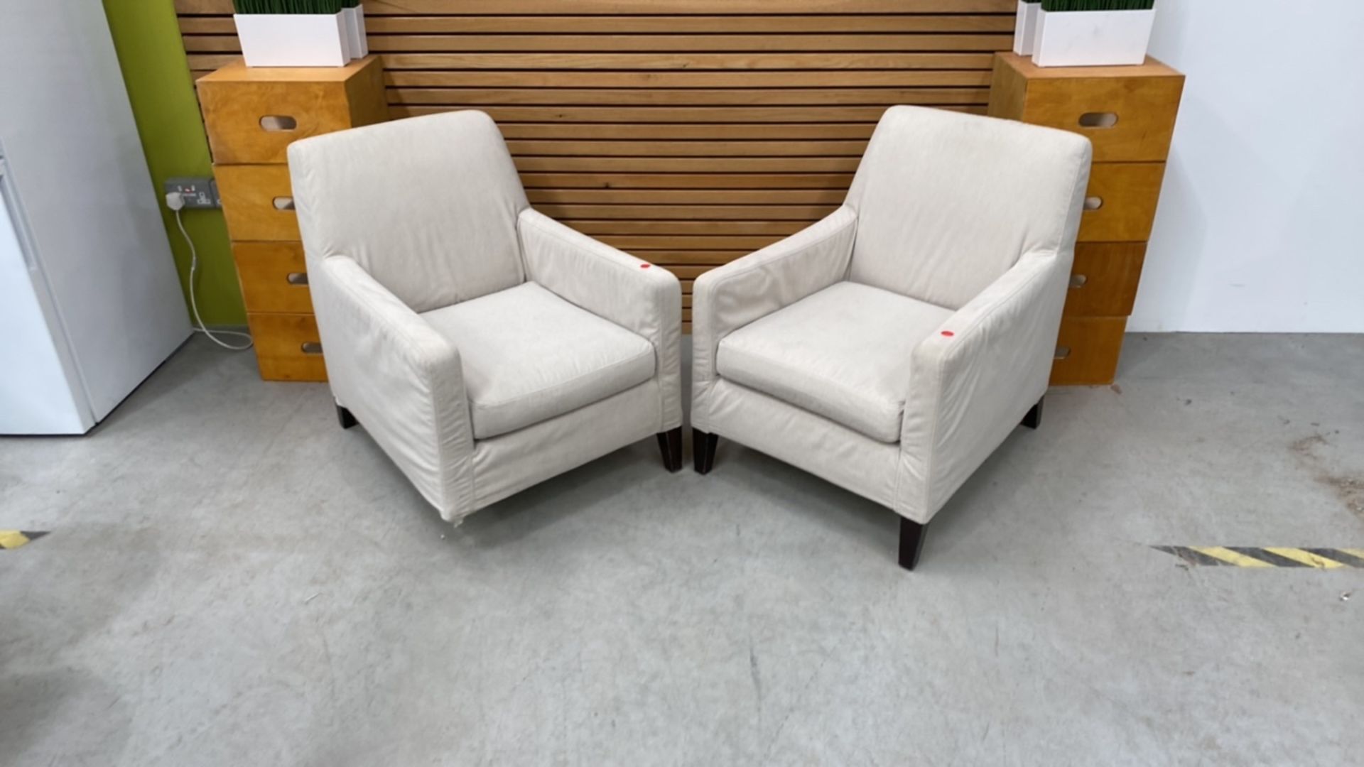 Set Of Two Cream Upholstered Armchairs - Image 2 of 5