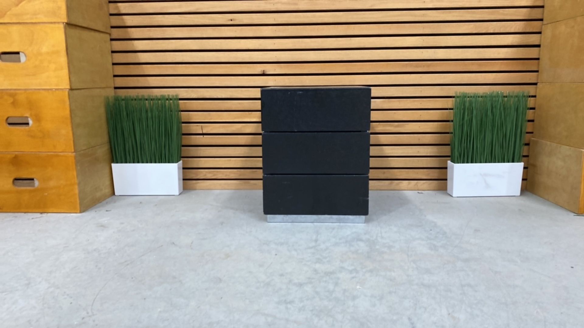 Black Wooden Side Table With 2 Draws