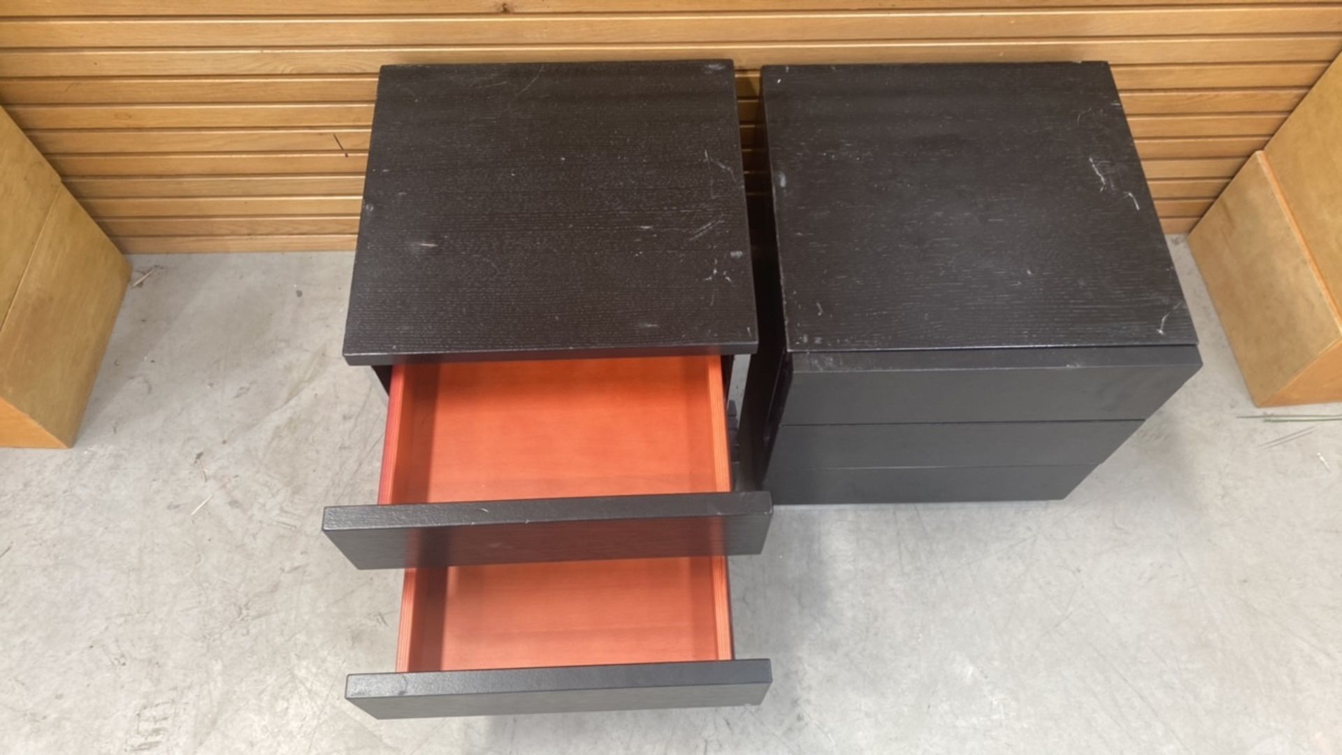 Black Wooden Side Table With 2 Draws X2 - Image 4 of 4