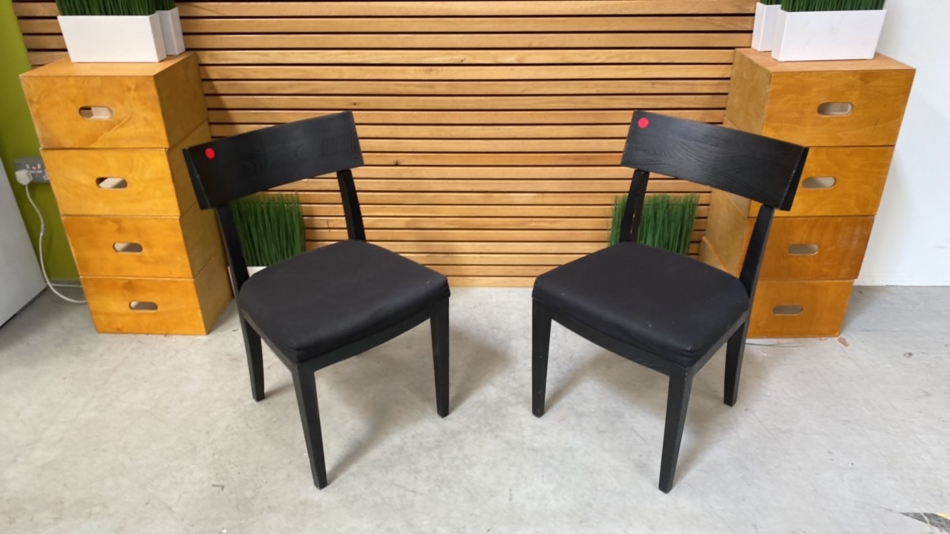 Set Of Two Black Wooden Upholstered Chairs - Image 2 of 4