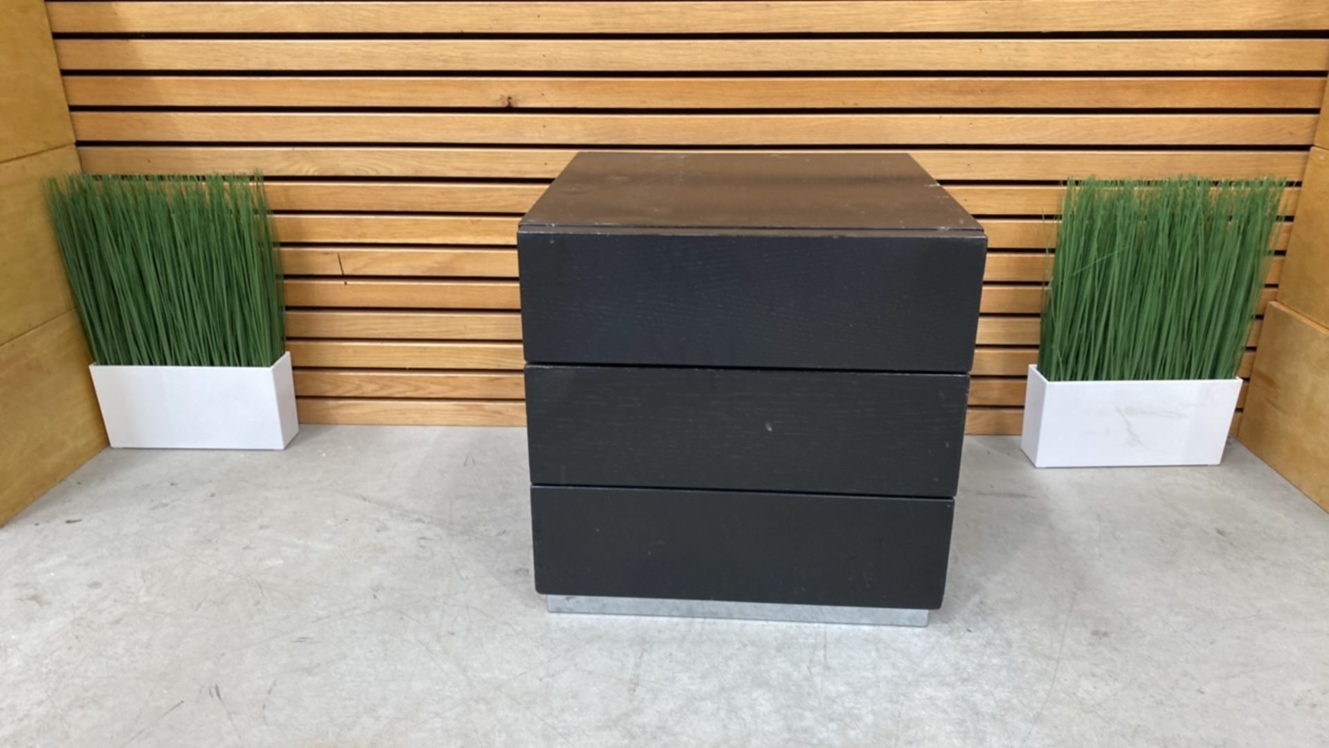 Black Wooden Side Table With 2 Draws