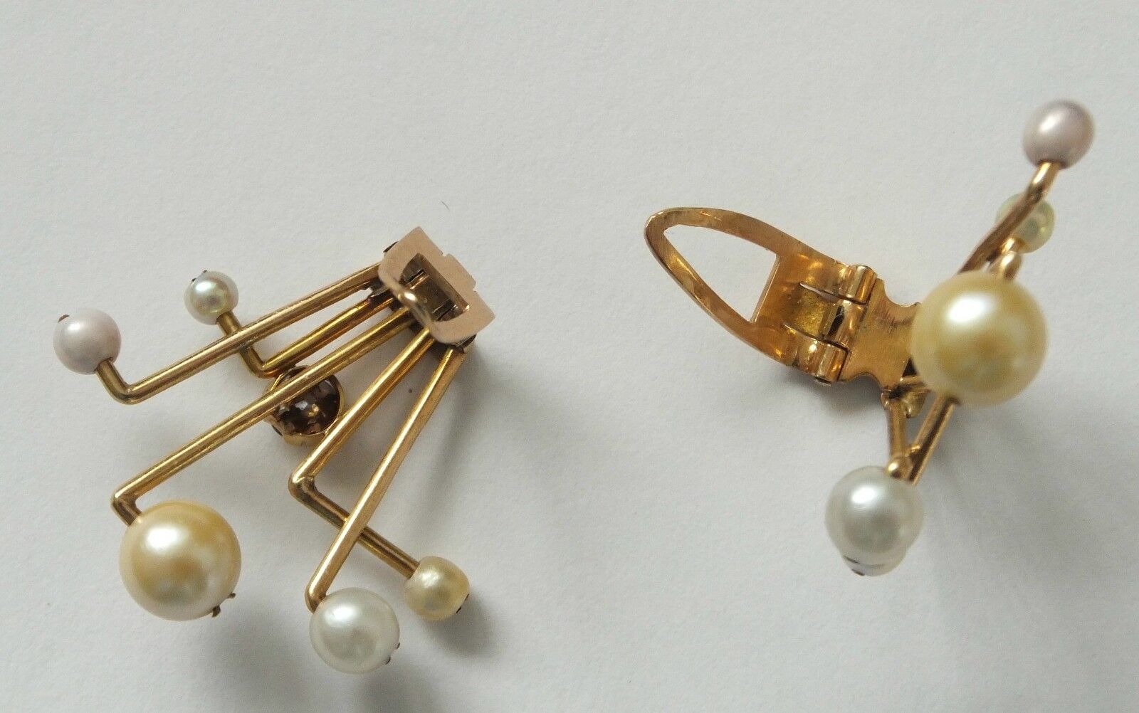 Antique Diamond & Pearl 18ct Gold Clip Earrings - Image 3 of 7