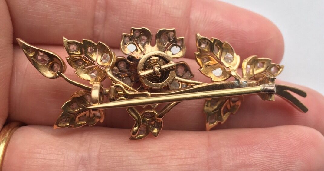 Victorian 18ct Gold Diamond En Tremblant Brooch French Antique - Image 6 of 7