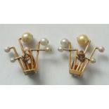 Antique Diamond & Pearl 18ct Gold Clip Earrings