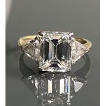18ct Gold Diamond Solitaire Emerald Cut Ring