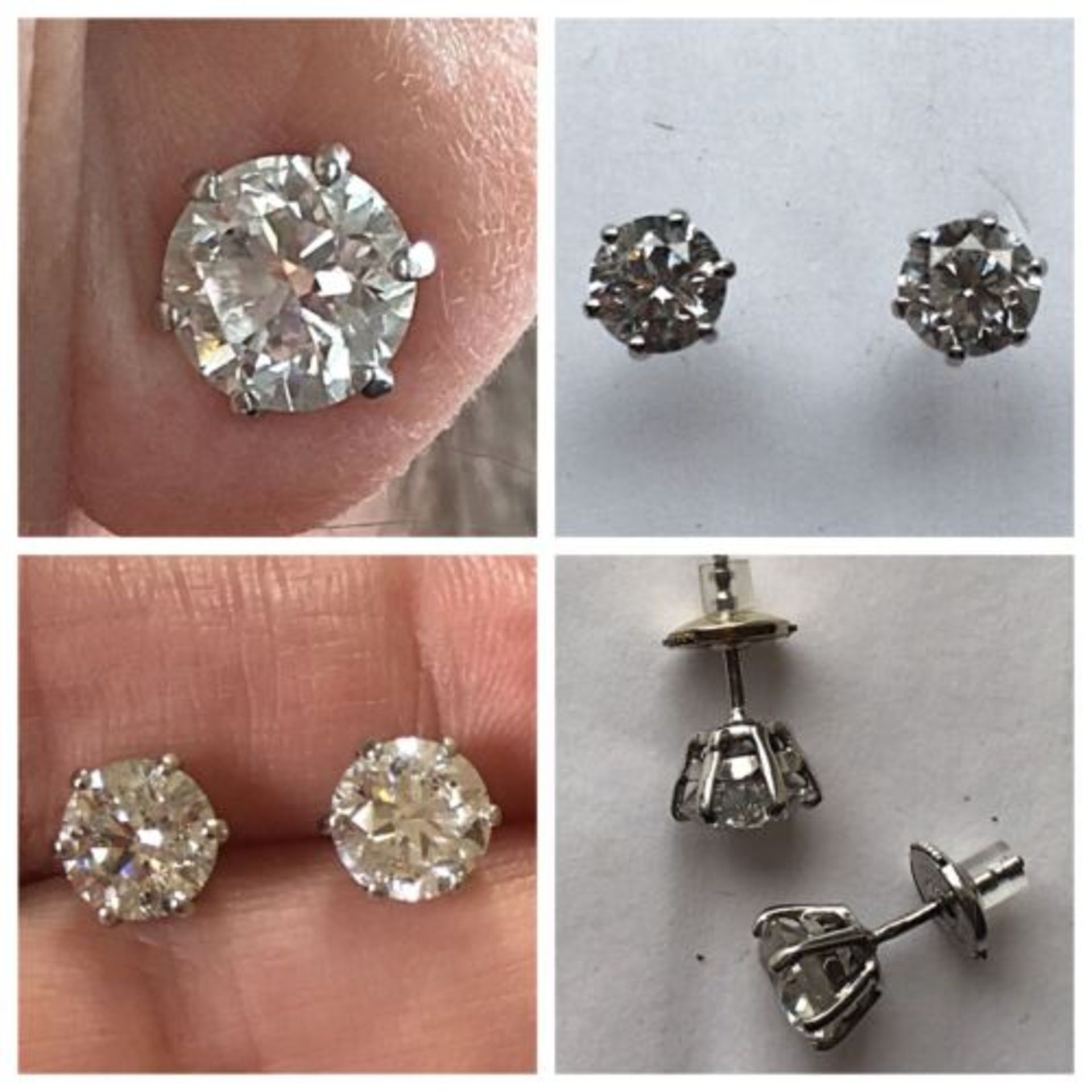 3.60ct Diamond Solitaire Earrings 18ct Gold Studs - Image 3 of 12