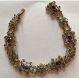 Art Nouveau 9ct Gold Amethyst & Peridot Murrle Bennett Bracelet