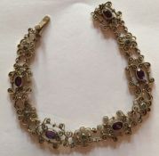 Art Nouveau 9ct Gold Amethyst & Peridot Murrle Bennett Bracelet