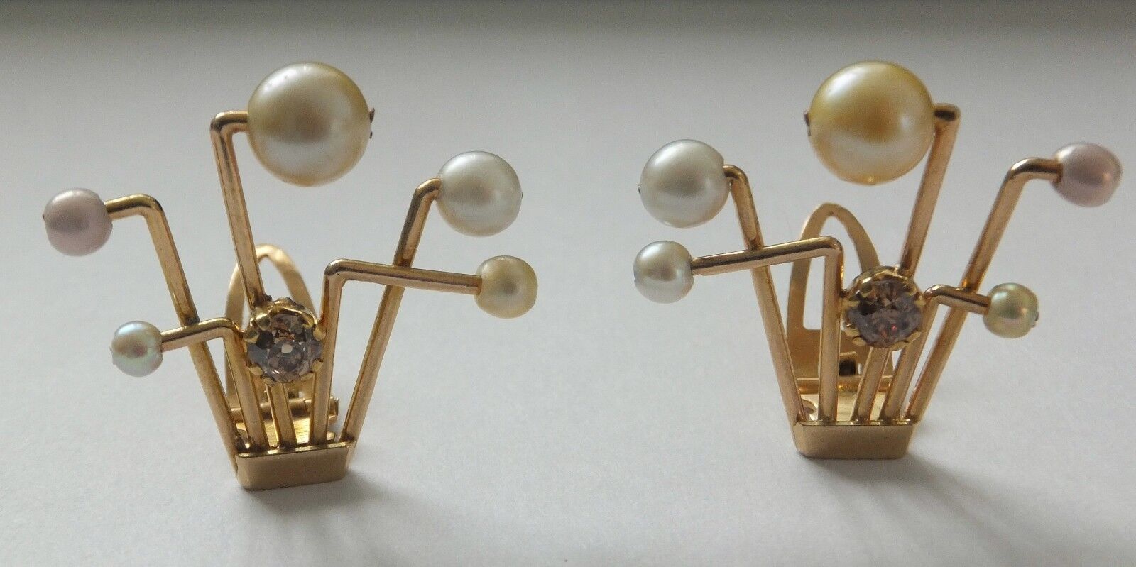 Antique Diamond & Pearl 18ct Gold Clip Earrings - Image 5 of 7