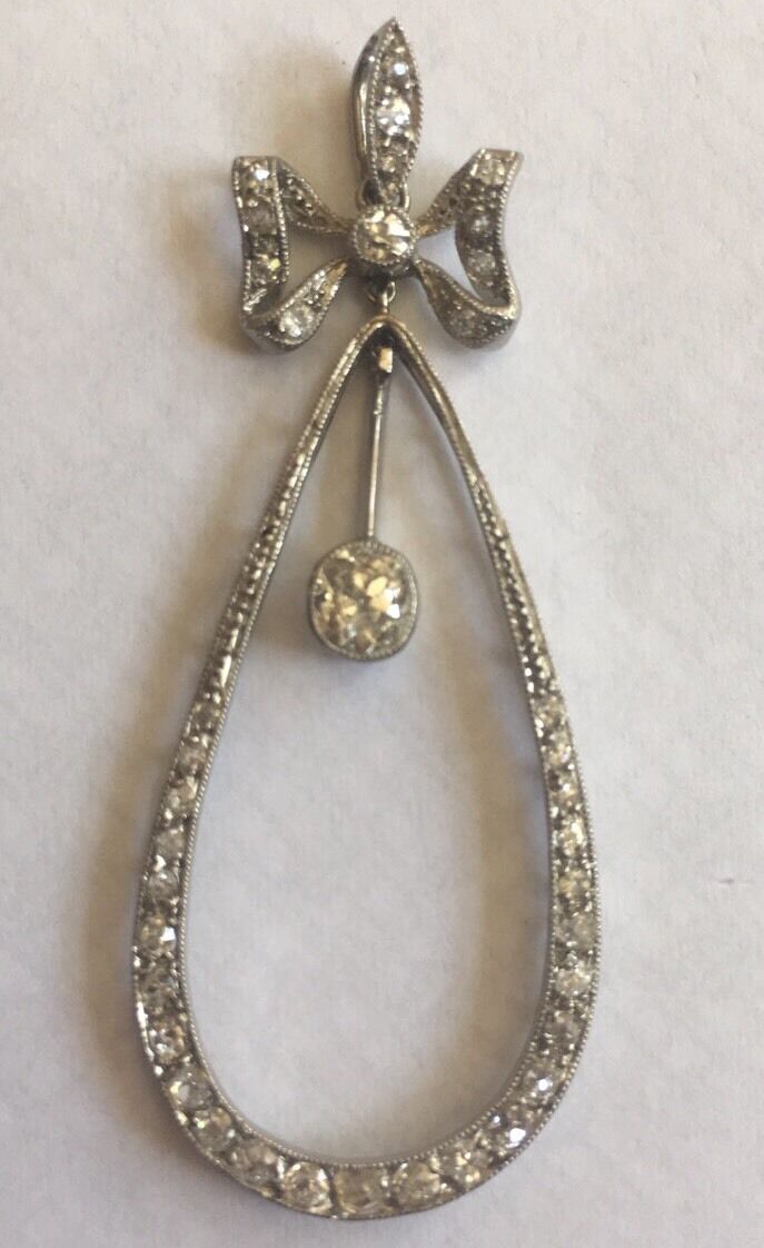 Antique Platinum 18ct Gold Diamond Pendant - Image 3 of 4