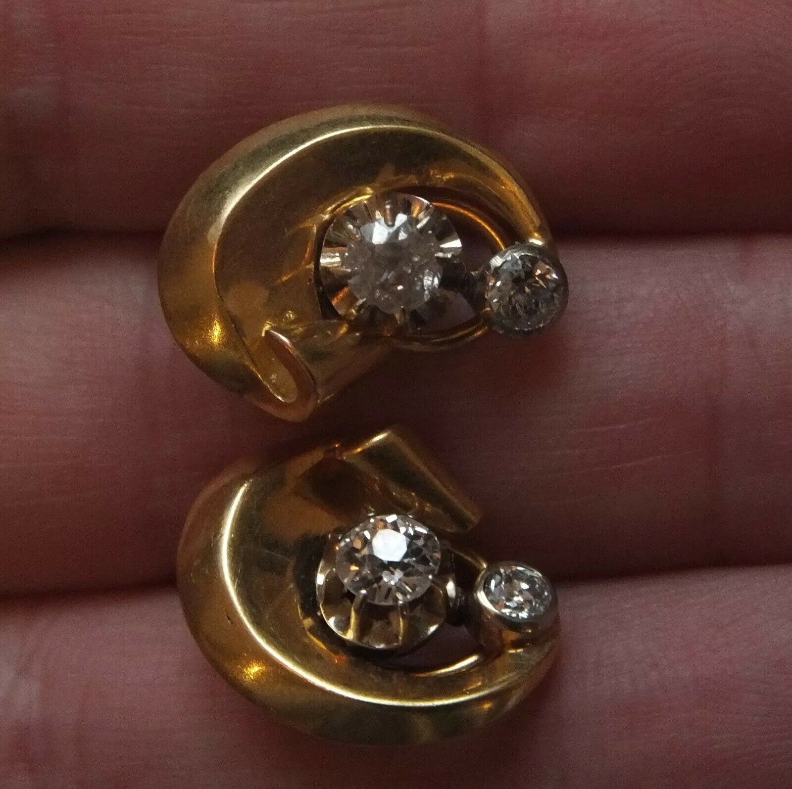 Antique 18ct Gold Cushion Cut Diamond Earrings - Image 2 of 5