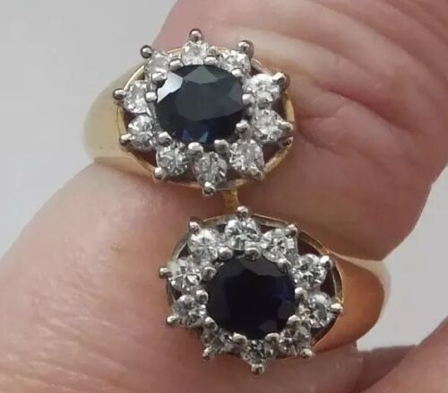 Vintage 18ct Gold Sapphire & Diamond Ring - Image 2 of 6