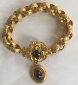 Georgian 18ct Gold Antique Bracelet Garnet Dropper 1800's