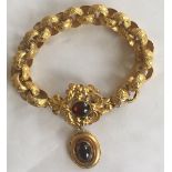 Georgian 18ct Gold Antique Bracelet Garnet Dropper 1800's