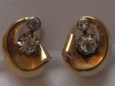 Antique 18ct Gold Cushion Cut Diamond Earrings