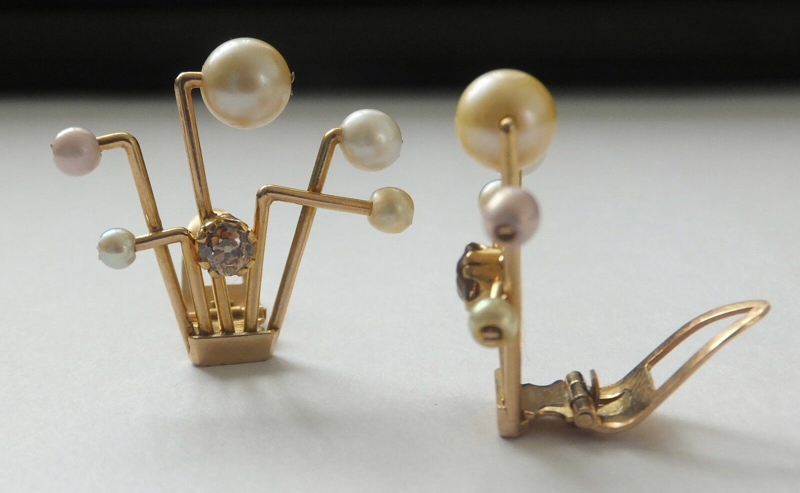 Antique Diamond & Pearl 18ct Gold Clip Earrings - Image 6 of 7