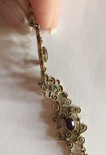 Art Nouveau 9ct Gold Amethyst & Peridot Murrle Bennett Bracelet - Image 5 of 10