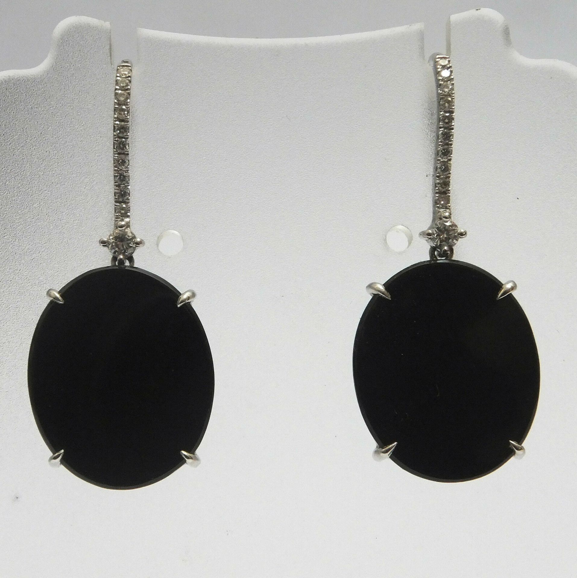 18ct Gold Onyx & Diamond Earrings