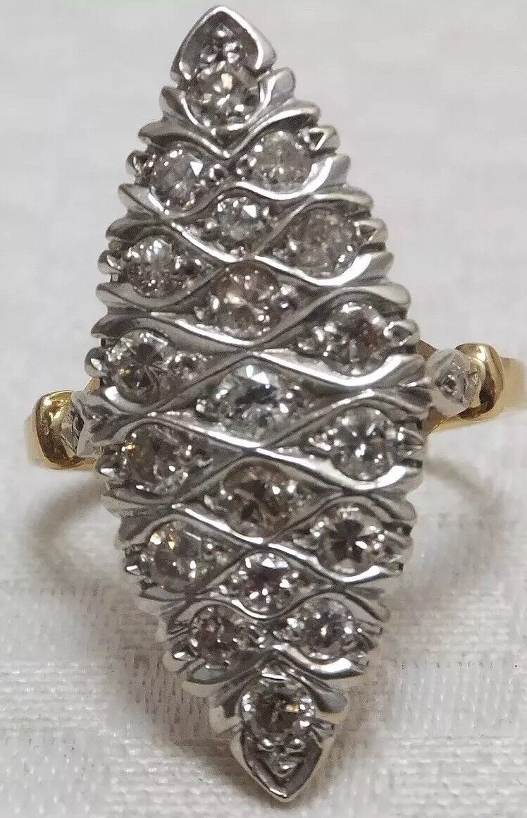 Vintage 18CT Gold Diamond Marquise Cocktail Ring